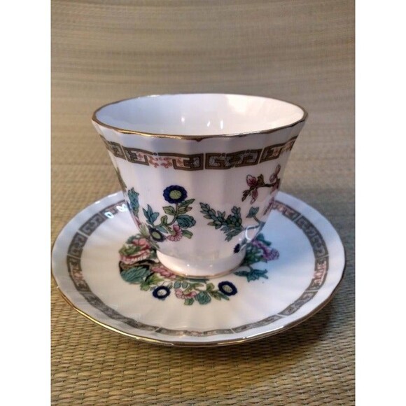 Duchess Bone China England Indian Tree Tea Cup Saucer Scalloped Gold Trim - Picture 6 of 10